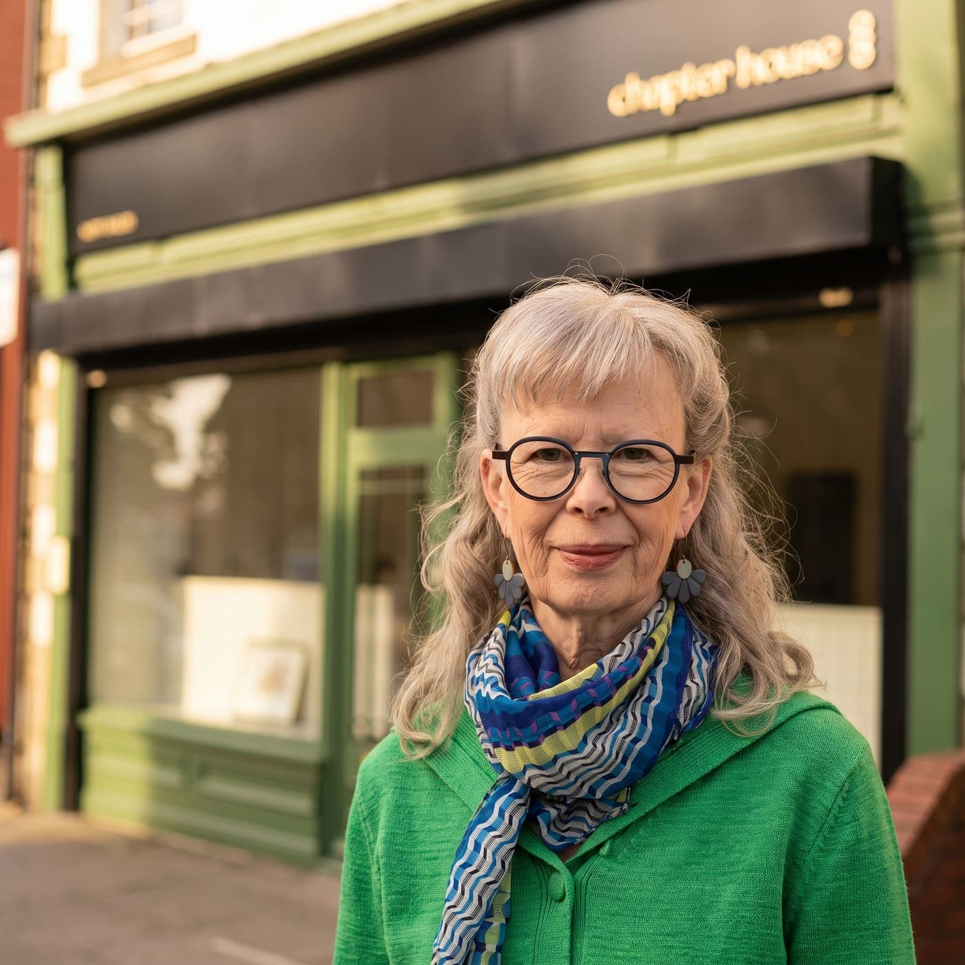 Alison standing outside Chapter House in North Shields